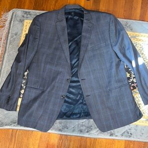 MICHAEL KORS Mens Gray Blue Blazer 46R Formal Suit